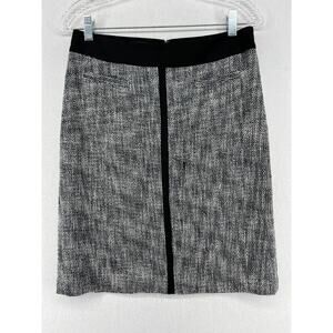 TALBOTS Skirt 4 S Cotton Blend Tweed Straight Pencil Lined Back Zip Vented Gray